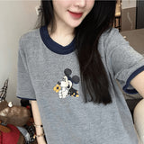 Áo giấu quần Chililuu áo rộng form giấu quần cổ len họa tiết Mickey và hoa sau lưng phong cách Hàn Quốc